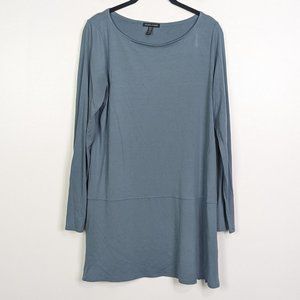 Eileen Fisher Muted Blue Stretch Tunic Top Size M